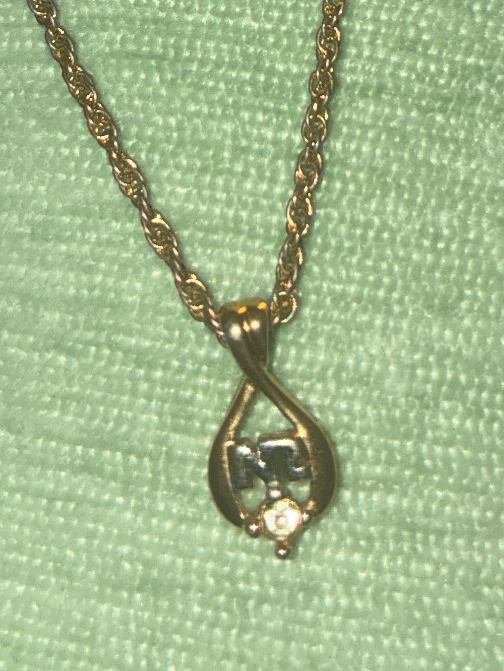 Nina Ricci Gold Teardrop Pendant Necklace with Crystal Accent - Picture 3 of 6